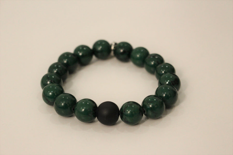 Jade and Silver Initial Bracelet