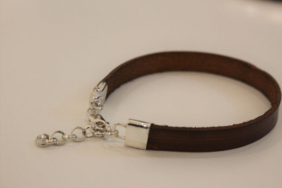 Flat Brown Leather Bracelet