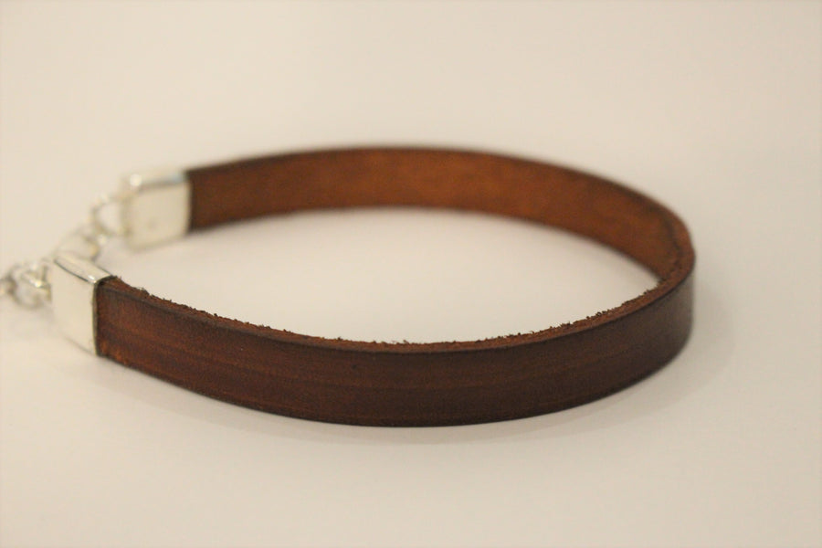 Flat Brown Leather Bracelet